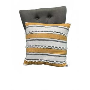 NEW CARAVAN HOME DECOR hand-woven cotton pillow in mustard, black, cream